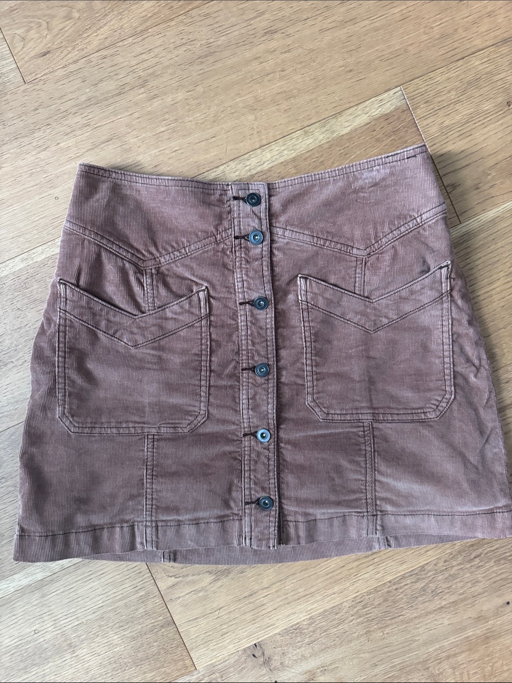 Free People Brown Corduroy Button-Front Mini Skirt